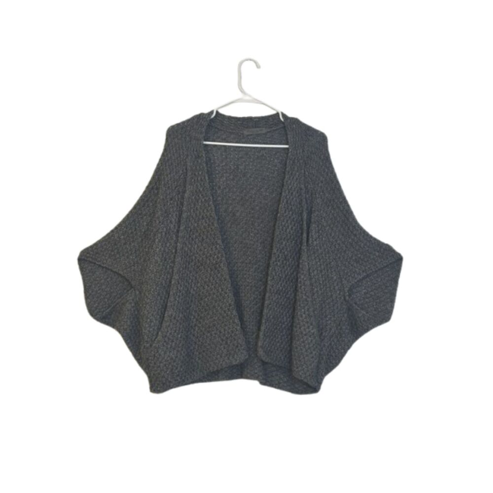 Elsamanda Open-Front Chunky Knit Sweater One Size Charcoal Gray Alpaca Wool